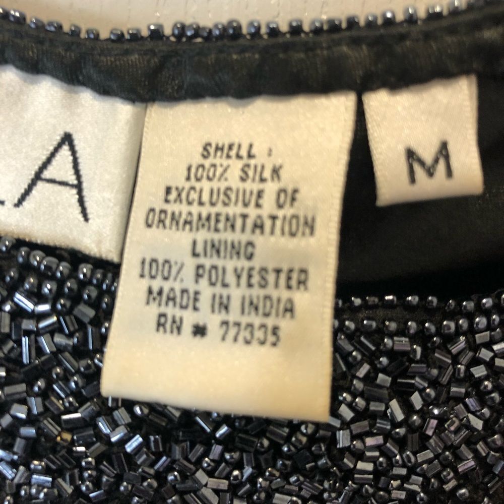 Scala 100% silk black beaded tank top size medium - Picture 11 of 12